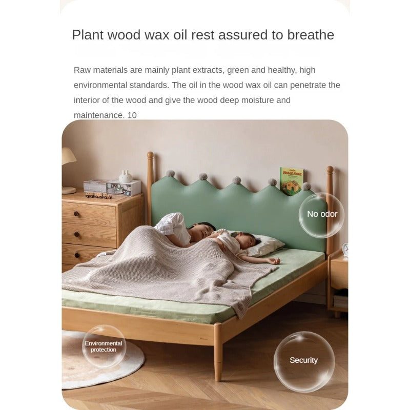 Beech Solid Wood with organic leather Modern Children's Girl Princess Bed<