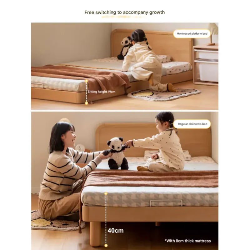 Beech Solid Wood Children's, Montessori Floor Bed<