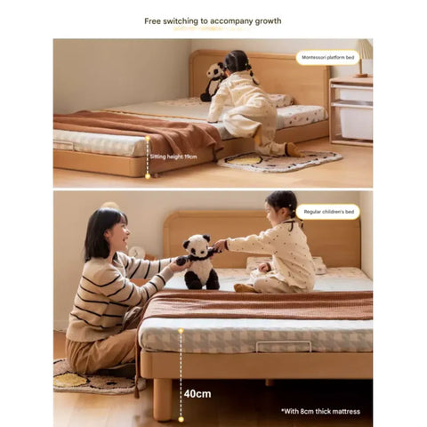 Beech Solid Wood Children's, Montessori Floor Bed<