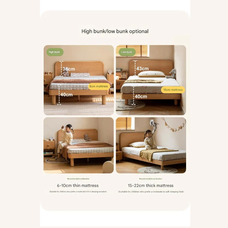 Beech Solid Wood Children's, Montessori Floor Bed<