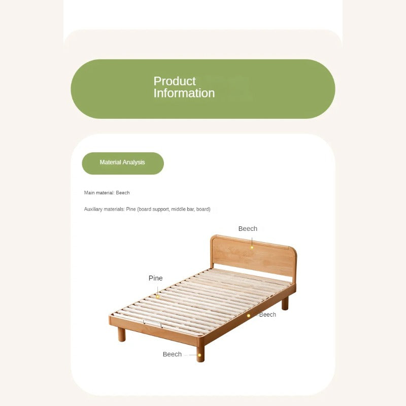 Beech Solid Wood Children's, Montessori Floor Bed<