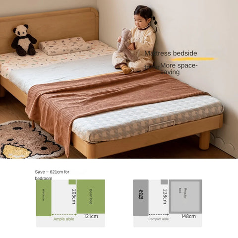 Beech Solid Wood Children's, Montessori Floor Bed<