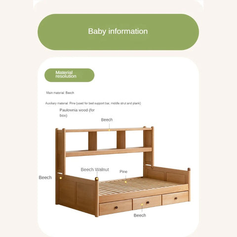 Beech solid wood children's multifunctional bed