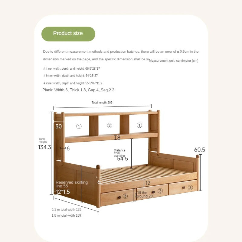 Beech solid wood children's multifunctional bed