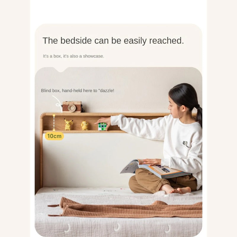 Oak solid wood Multifunctional storage bed with LED light<