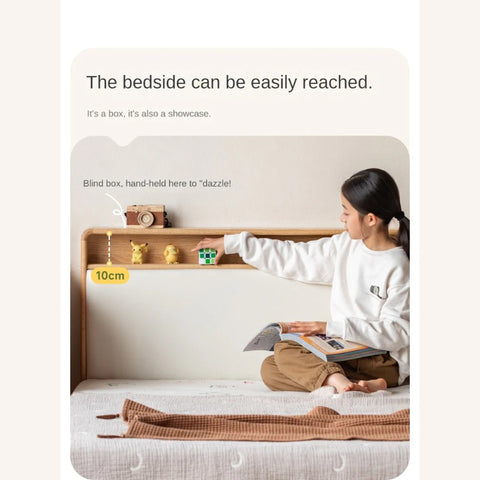 Oak solid wood Multifunctional storage bed with LED light<