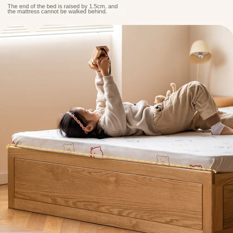 Oak solid wood Multifunctional storage bed with LED light<