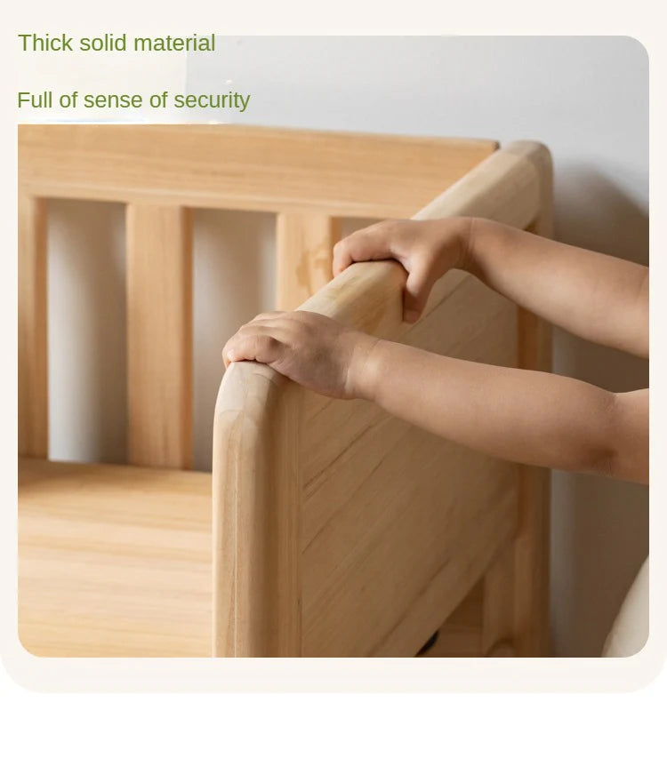 Poplar solid wood children's with guardrail spliced bed.