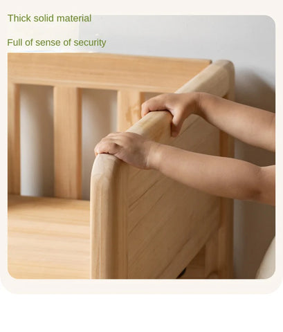 Poplar solid wood children's with guardrail spliced bed.