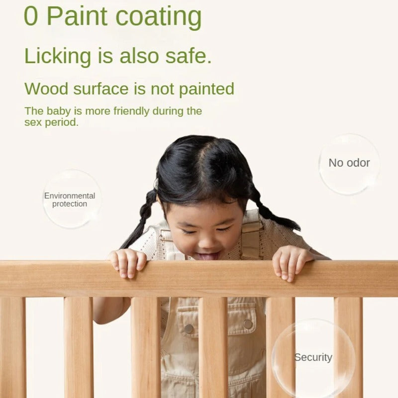 Poplar solid wood children's with guardrail spliced bed.