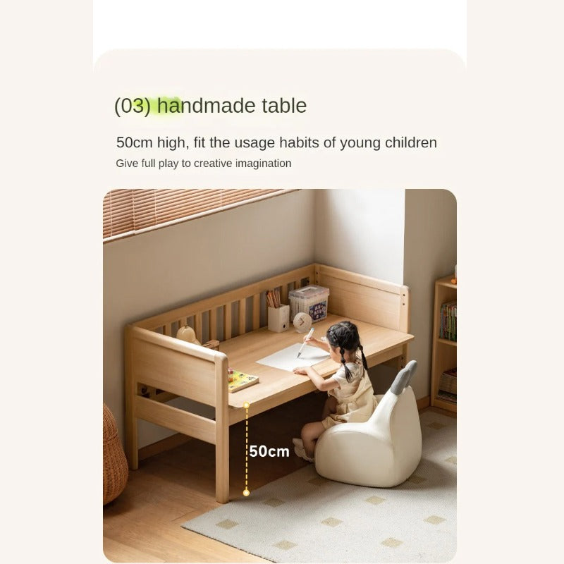 Poplar solid wood children's with guardrail spliced bed.