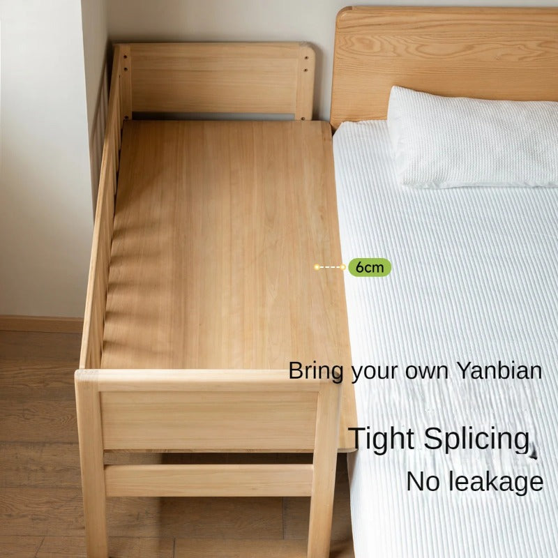 Poplar solid wood children's with guardrail spliced bed.