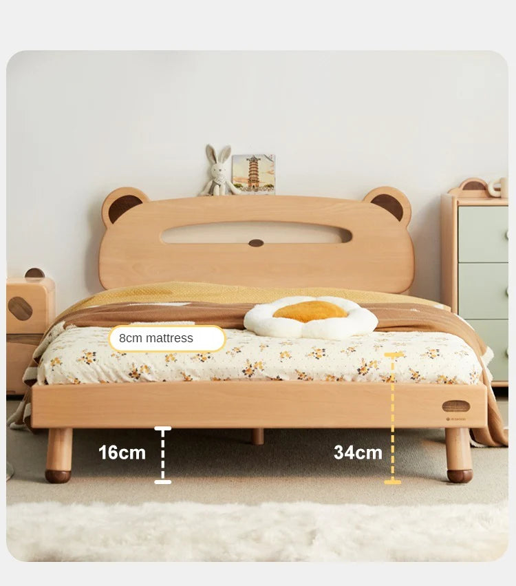 Oak solid wood children's bed with light<