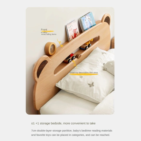 Oak solid wood children's bed with light<