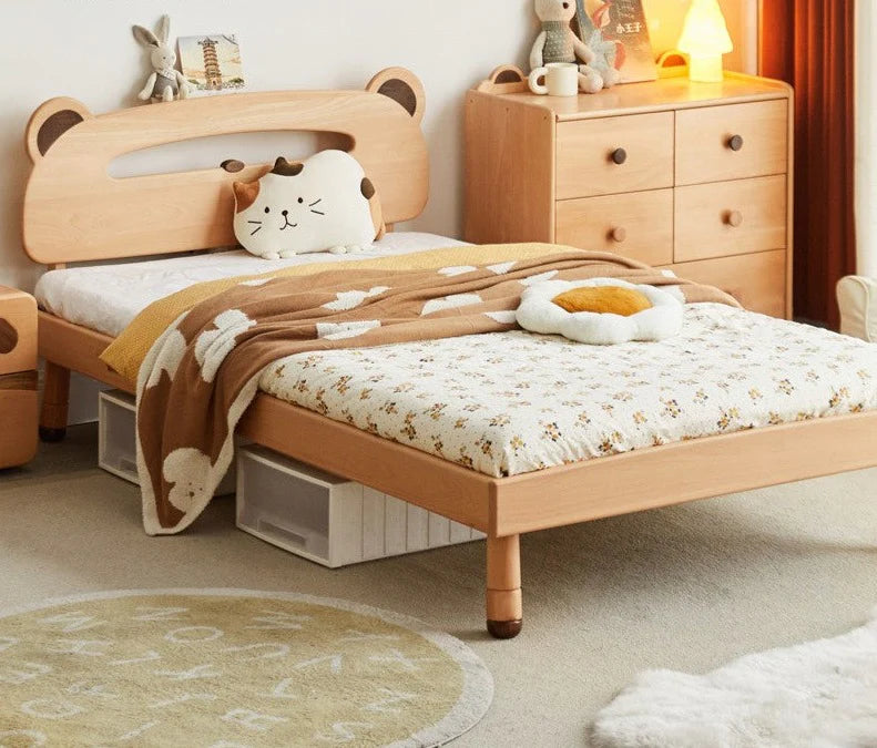 Oak solid wood children's bed with light<