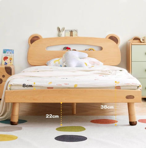 Oak solid wood children's bed with light<