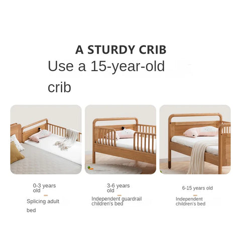 Oak solid wood multi-functional Toddler Bed<