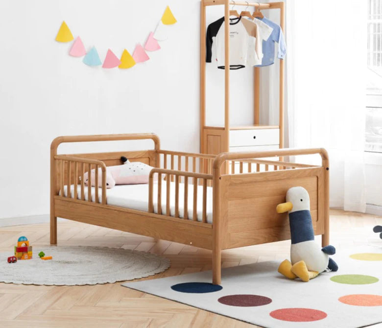 Oak solid wood multi-functional Toddler Bed<