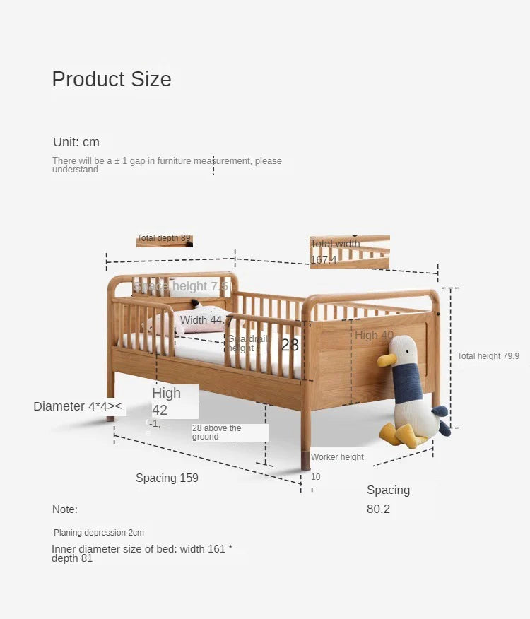 Oak solid wood multi-functional Toddler Bed<