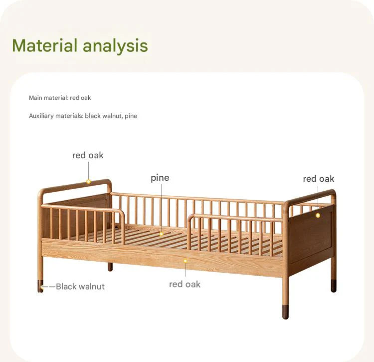 Oak solid wood multi-functional Toddler Bed<