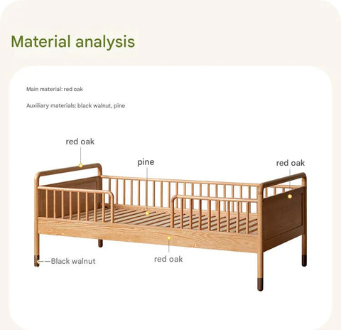 Oak solid wood multi-functional Toddler Bed<