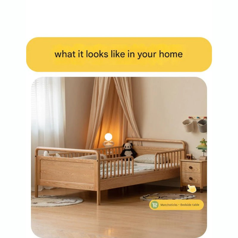 Oak solid wood multi-functional Toddler Bed<