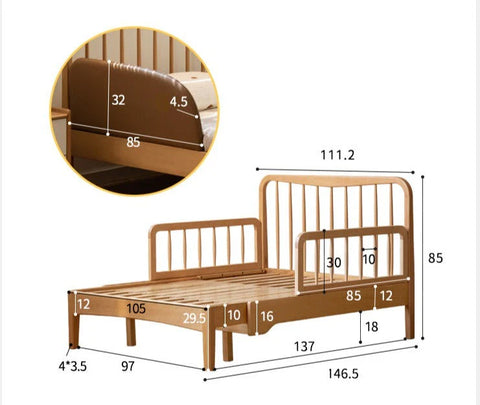 Beech, Oak solid wood Whispering Telescopic Bed<