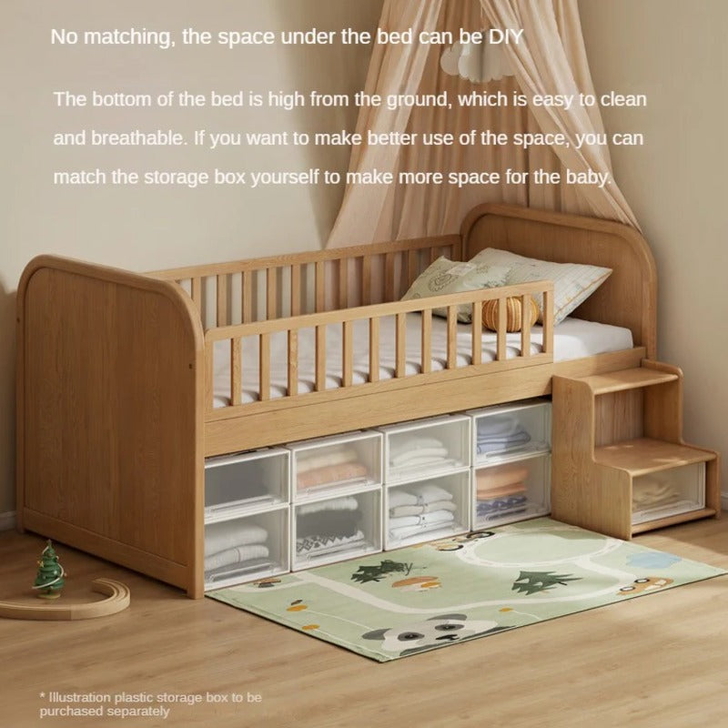 Oak solid wood Multi-function wide storage box bed<