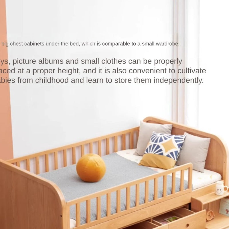 Oak solid wood Multi-function wide storage box bed<