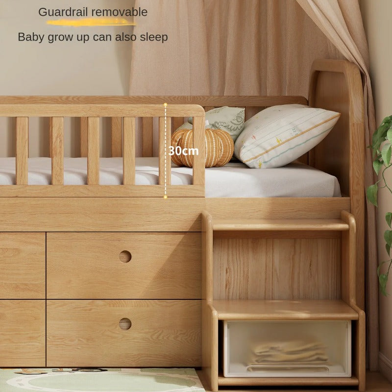 Oak solid wood Multi-function wide storage box bed<