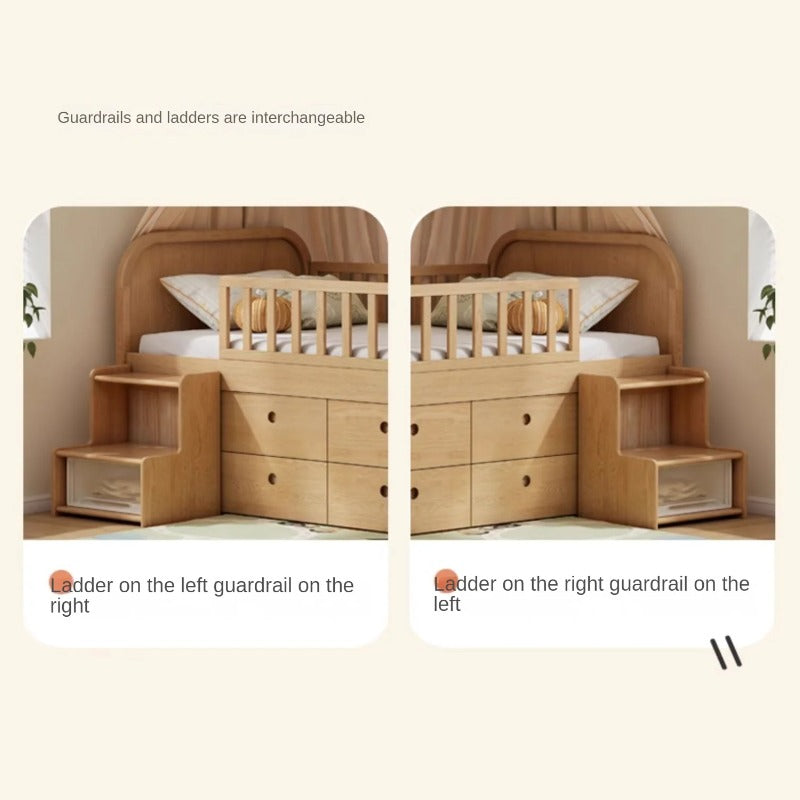 Oak solid wood Multi-function wide storage box bed<