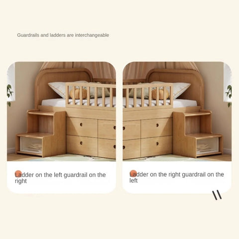 Oak solid wood Multi-function wide storage box bed<