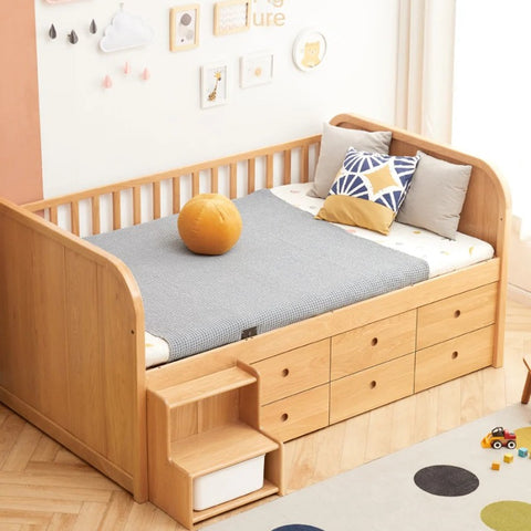 Oak solid wood Multi-function wide storage box bed<