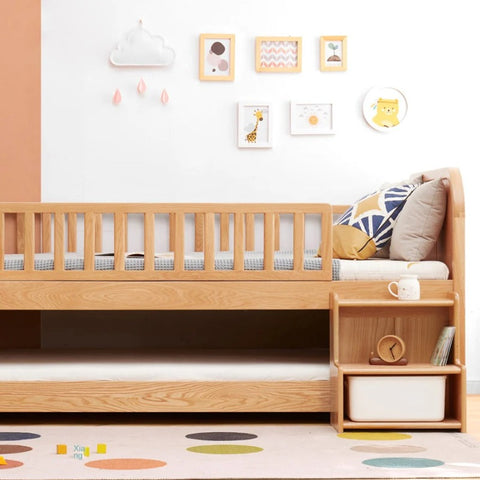 Oak solid wood Multi-function wide storage box bed<