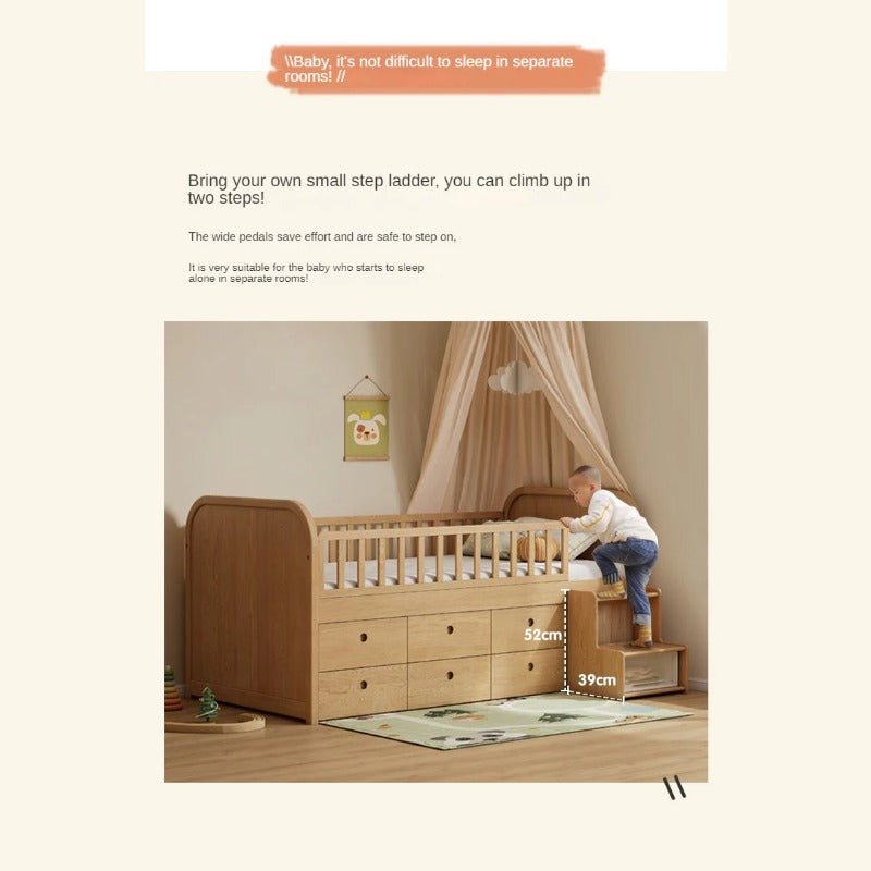 Oak solid wood Multi-function wide storage box bed<