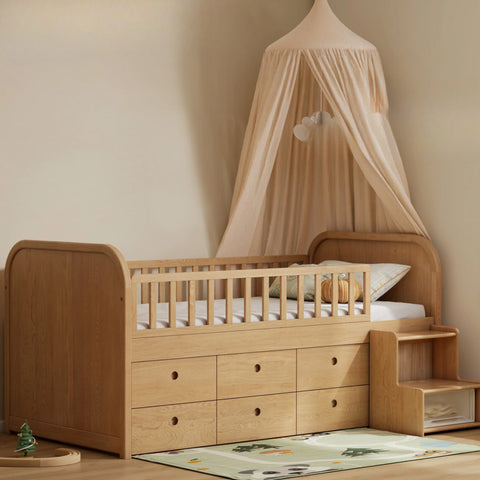 Oak solid wood Multi-function wide storage box bed<