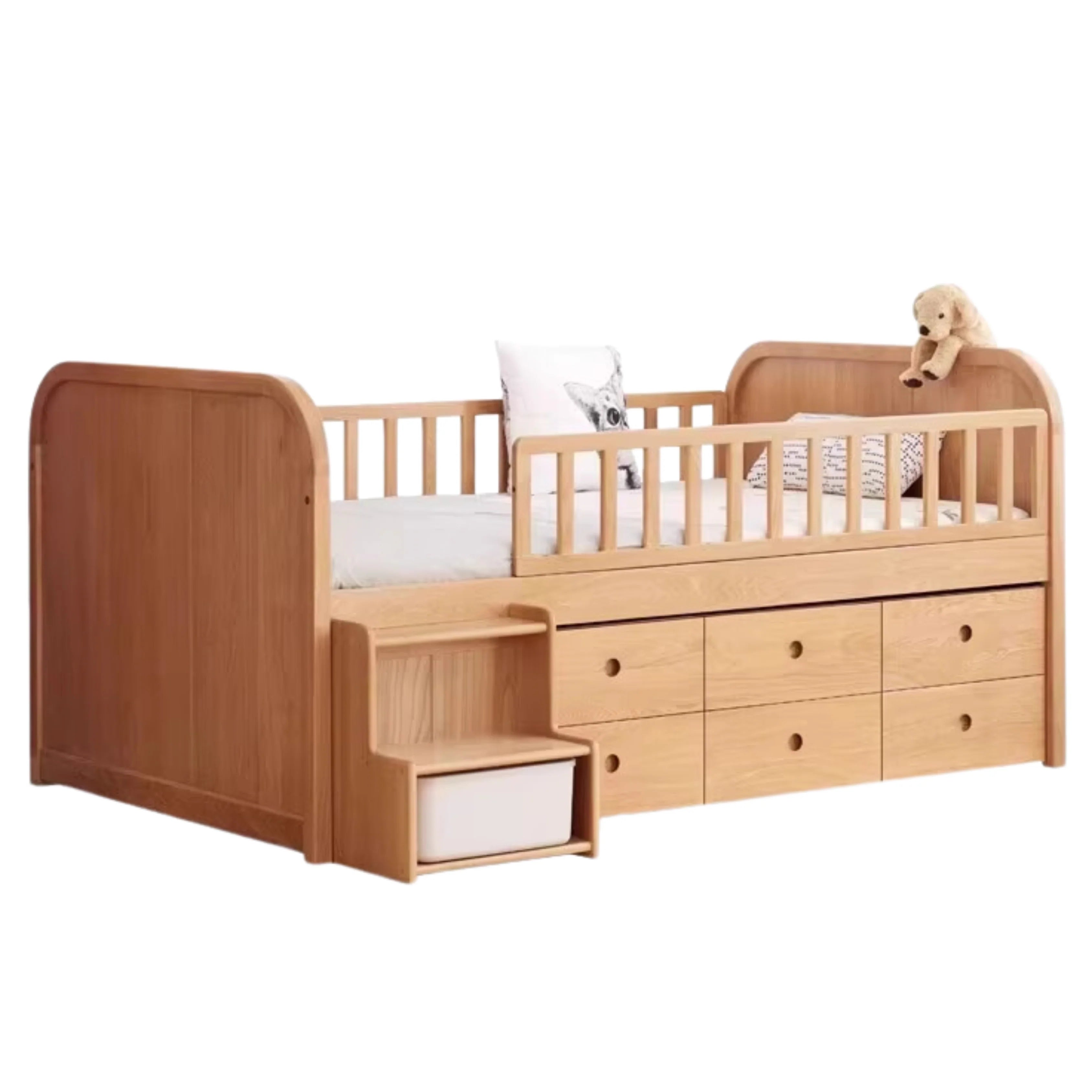 Oak solid wood Multi-function wide storage box bed<