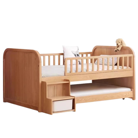 Oak solid wood Multi-function wide storage box bed<