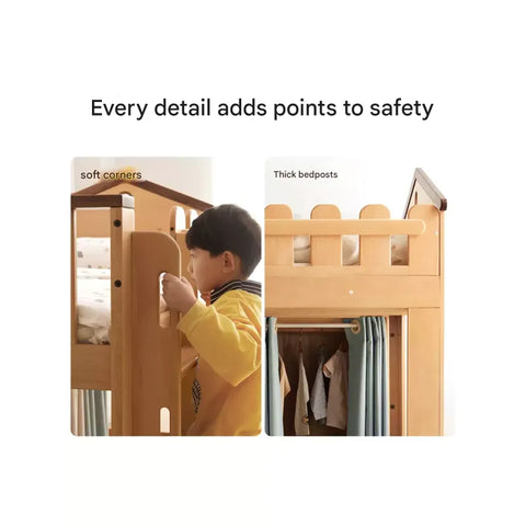 Beech solid wood Multi-functional high bed<