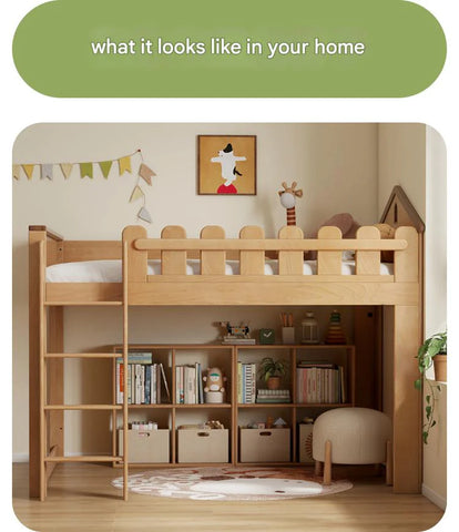 Beech solid wood Multi-functional high bed<