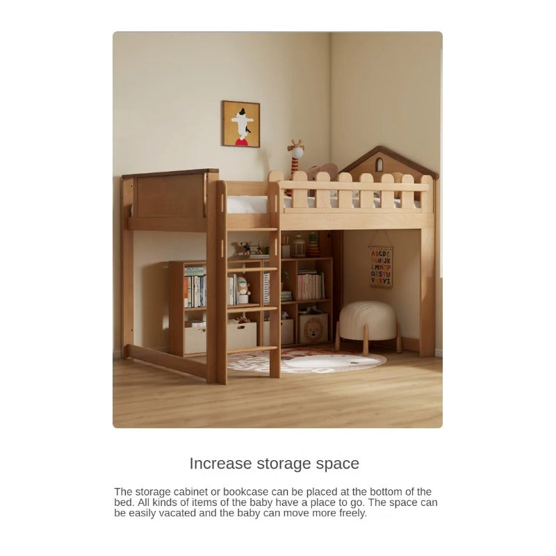Beech solid wood Multi-functional high bed<