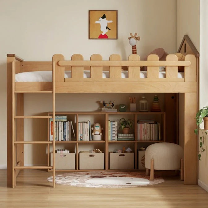 Beech solid wood Multi-functional high bed<