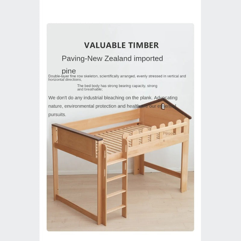 Beech solid wood Multi-functional high bed<