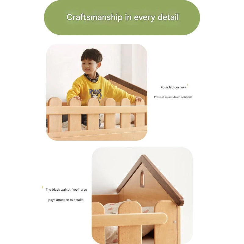 Beech solid wood Multi-functional high bed<