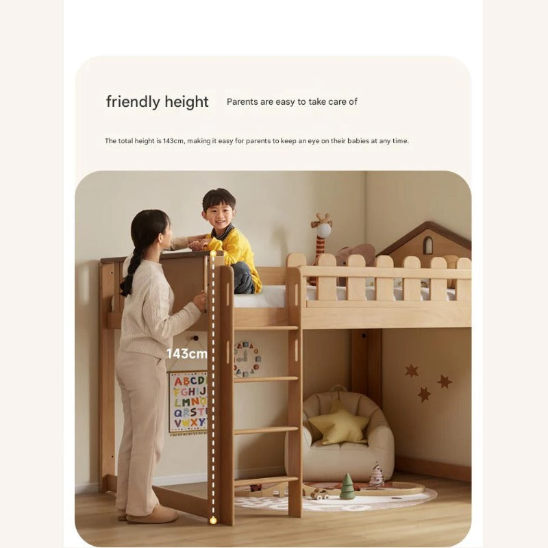 Beech solid wood Multi-functional high bed<