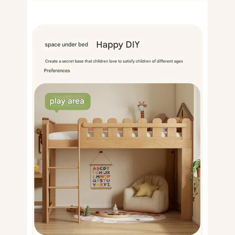 Beech solid wood Multi-functional high bed<
