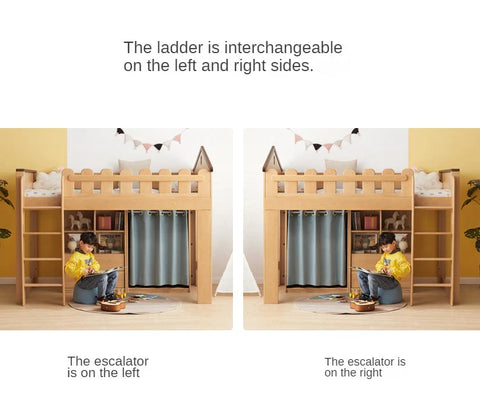 Beech solid wood Multi-functional high bed<