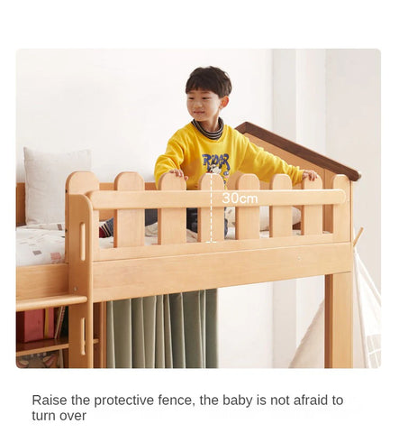 Beech solid wood Multi-functional high bed<