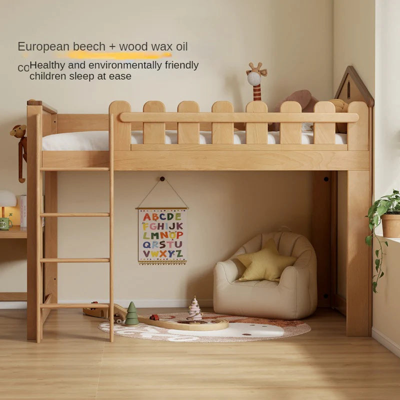 Beech solid wood Multi-functional high bed<