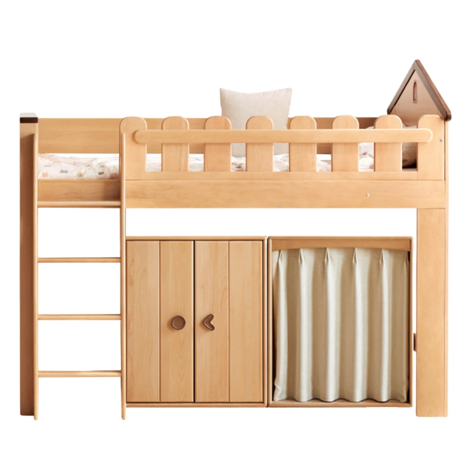 Beech solid wood Multi-functional high bed<